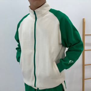 남자 하이넥 배색 풀집업 스웻 점퍼 BT-JUW-Q006-그린