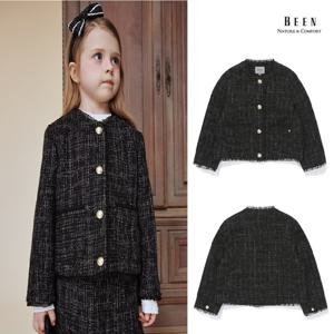 [빈]BA12JK01BK 블랙 트위드 노카라 자켓