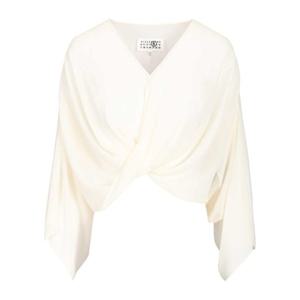 MM6메종마르지엘라 드레이프 브이넥 블라우스 S52NH0039M35468