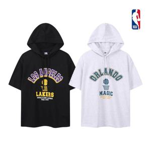 NBA 남녀공용 오버핏 빅 레터링 반팔 후드티셔츠 N262TH020P
