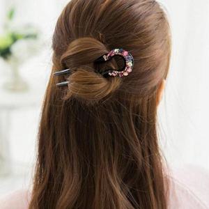 패션비녀 복고 큐빅 비녀 올림머리 U자 뒤꽂이 한복 머리꽂이 유자비녀