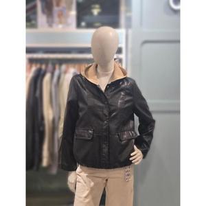 클리지 세이브존03 클리지 차나 니트 후드 가죽 점퍼 AQCP2WLJ01A