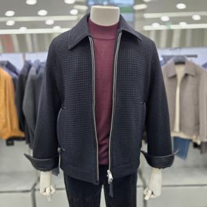 [앤드지]인조가죽 배색 포인트 울 싱글 크롭자켓 BSF4KG1301 BK