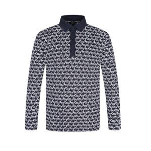 [팬텀]봄 남성 로고 패턴 카라 배색 긴팔티셔츠 / 211E1TO206_NA