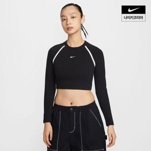 나이키 우먼스 스포츠웨어 타이트 긴팔 크롭 탑 IF0339-010 378395