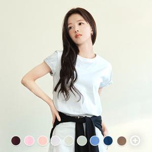 [지오다노] 여성 여름 라운드넥 기본핏 솔리드 무지 면 반팔 티셔츠 326518