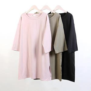 [강물처럼]빅사이즈롱티 0079L408 러블리밑트임오버면티 NB (180