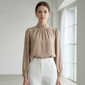 [리블리크]셀메 하이넥 타이 블라우스_RF1BL043