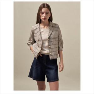 올리비아로렌 HC04 체크 볼륨 슬리브 자켓 VOCFU5M4311