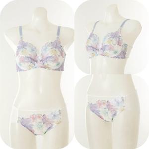 [비너스][OBR7866DE,H]오로화 가볍고 화사한 수채화 프린트 홑겹브라 햄팬티