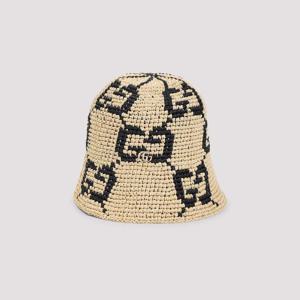 25SS 구찌 버켓 모자 made from woven raffia  Features a 투 tone design with embroidered GG 로고  7950013HA1J9660 TP573865871