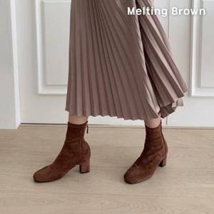 [로즈블로썸][멜팅브라운] 여성 스웨이드 스판 앵클부츠 3color