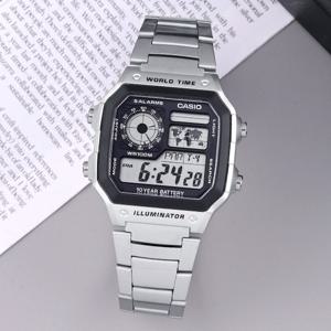 카시오 AE-1200WHD-1A 군용 군인 전자 방수 스포츠 남자 메탈 시계 d1