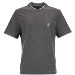 브루넬로 쿠치넬리 레이어링 코튼 저지 크루넥 티셔츠 M0B137451