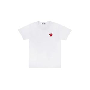 Play Comme des Garcons플레이 꼼데가르송 레드 하트 티셔츠 화이트 AZ-T107-051-2