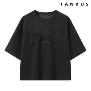 [탱커스]플라워 자수 라운드넥 반팔 티셔츠 (TY2TS004L0)