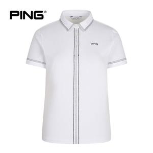 [PING] 여성 스티치 카라 반팔 티셔츠 121F2TO362_WH