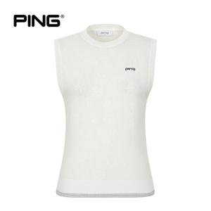 [PING] 여성 플라워 메쉬 조직 니트 베스트 121F2SV551_WH