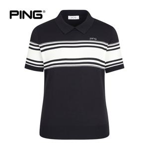 [PING] 여성 배색 포인트 카라 반팔 니트 121F2SR552_NA