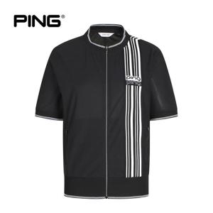 [PING] 여성 로고 라인 포인트 반팔 점퍼 121F2JP452_BK