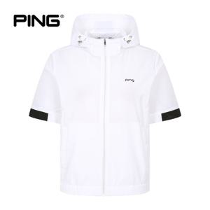 [PING] 여성 로고 테잎 후드 반팔 점퍼 121F2JP451_WH