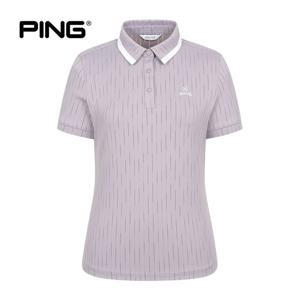 [PING] 여성 뒤 어깨트임 카라 반팔 티셔츠 121F2TO263_GY