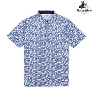 [블랙앤화이트]남성 플라워 프린트 반팔 티셔츠 9686GAPP_NAVY