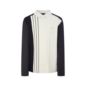 헤지스골프  블랙 남성 블럭형 니트 하이브리드 카라 티셔츠(HUTS6A214BK)