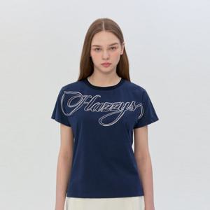 헤지스골프  네이비 여성 빅 로고 라운드넥 티셔츠(HWTS6B353N5)