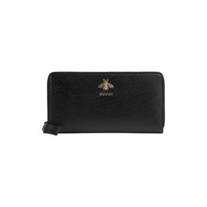 구찌 애니멀리에 레더 집 어라운드 지갑 블랙 레더 523667-DJ20T-1000