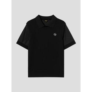 [빈폴골프][B_under] 여성 니트 하이브리드 칼라 반소매 티셔츠 - 블랙(BJ6342L155)