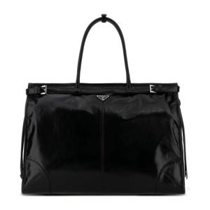 프라다 트라이앵귤러 로고 플라크 글로시 가죽 토트백 2VG128 2