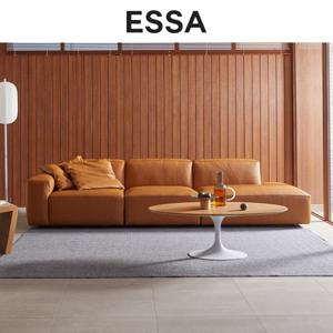 [에싸] 바크 4인 오픈형 베티버 천연 면피 소가죽 소파