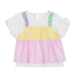 [티파니(정상)]깅엄체크 배색티(T32KST030-BS)