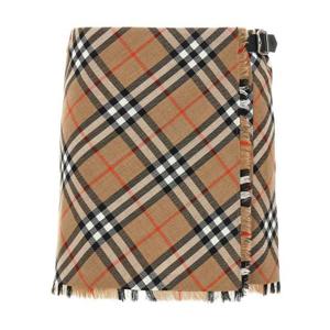 버버리 빈티지 체크 패턴 울 블렌드 미니 숏 스커트 8102634SAND