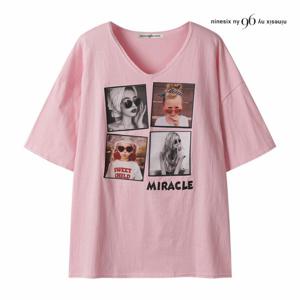 [나인식스뉴욕] V넥 포토 프린팅 티셔츠 (NQ3TS007M0)