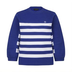 [세인트앤드류스]여성 부클 스트라이프 볼륨 슬리브 니트 반팔 821F1SR007_BL