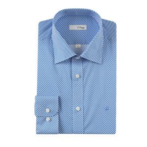 (S.T듀퐁)24년 SS 신상 일반핏 면100 트린트 캐주얼 긴팔 셔츠 -SE4SM11LS202SBU(블루)