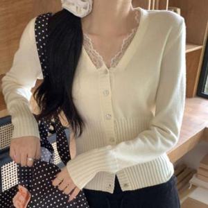 [JED] 니트 러블리 가디건 포인트 레이스 긴팔 JSC-d0227