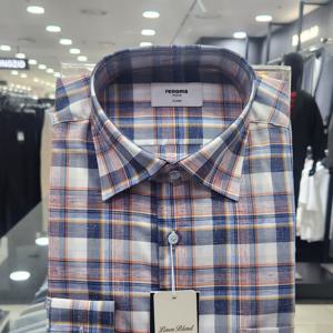 [레노마셔츠]린넨 혼방 멀티 빅체크 일반핏 RQSSG1437B_DG