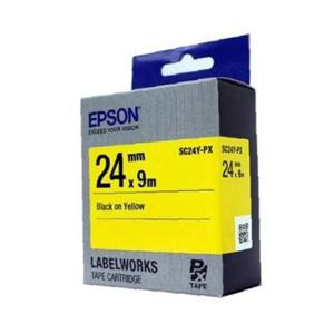 엡손 라벨테이프 SC24Y-PX 노랑 네임스티커/24mmx9M 검정글씨 (1개)