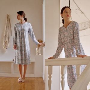 비너스 란제리 고급스러운 모달폴리 자카드 꽃나염 홈웨어 원피스 VEV3887L VEV3887L