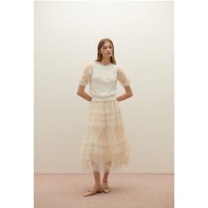 샤틴 플라워 메시 밴딩 스커트 (S252B358) S252B358