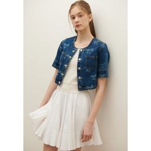 샤틴 리본 프린트 반팔 데님자켓(S252B165) S252B165