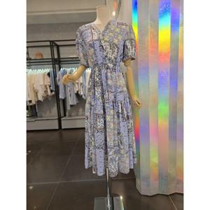 에이비에프지 ab.f.z  블루 브이넥 패턴 원피스 (AEZ3HO34) AEZ3HO34