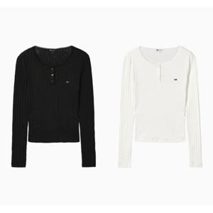 타미힐피거데님 타미진스 여성  슬림 립 롱 슬리브 T32F7TTO44TWT1 T32F7TTO44TWT1