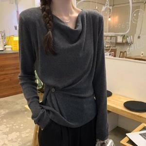 [의류] 여성 랩 터틀넥 포인트 긴팔 니트 DHH-L26