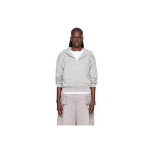 드리스반노튼 후드 그레이 크롭 루즈 집업 후디 261358F097000