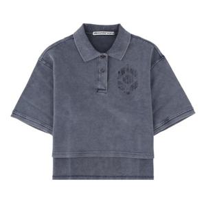 알렉산더왕 로고 자수 크롭 폴로 티셔츠 1CC2261230 421B
