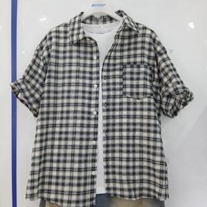 [에꼴리에][모다부평]5.5부 모노 체크 요루 셔츠/26B5302BK_BP_B